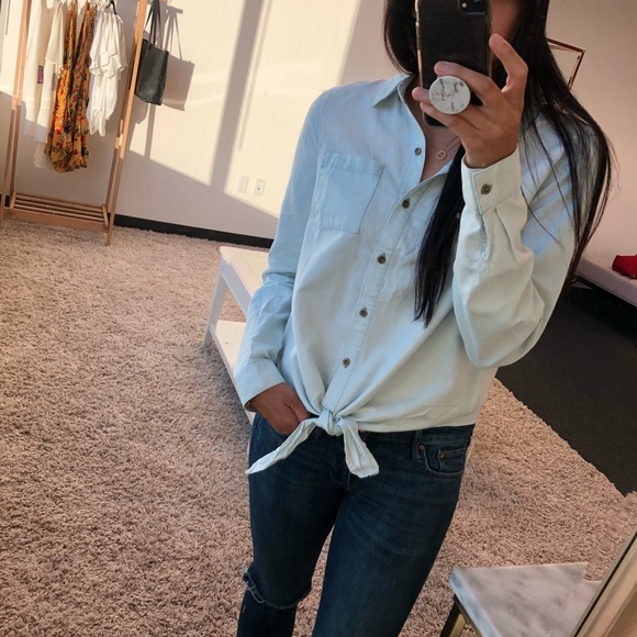 WonderlustApparel Tops - CYBER SALE! LAUREN Chambray Front Tie Button Down